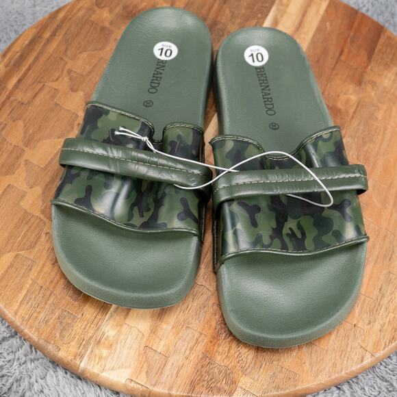 Bernardo Green Camo Flat Pool Slide Sandals Size 10 - Picture 2 of 5